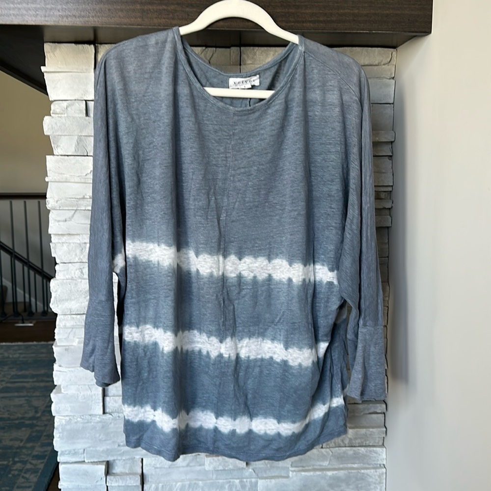Velvet by Graham & Spencer Tie-dye linen slub knit dolman top